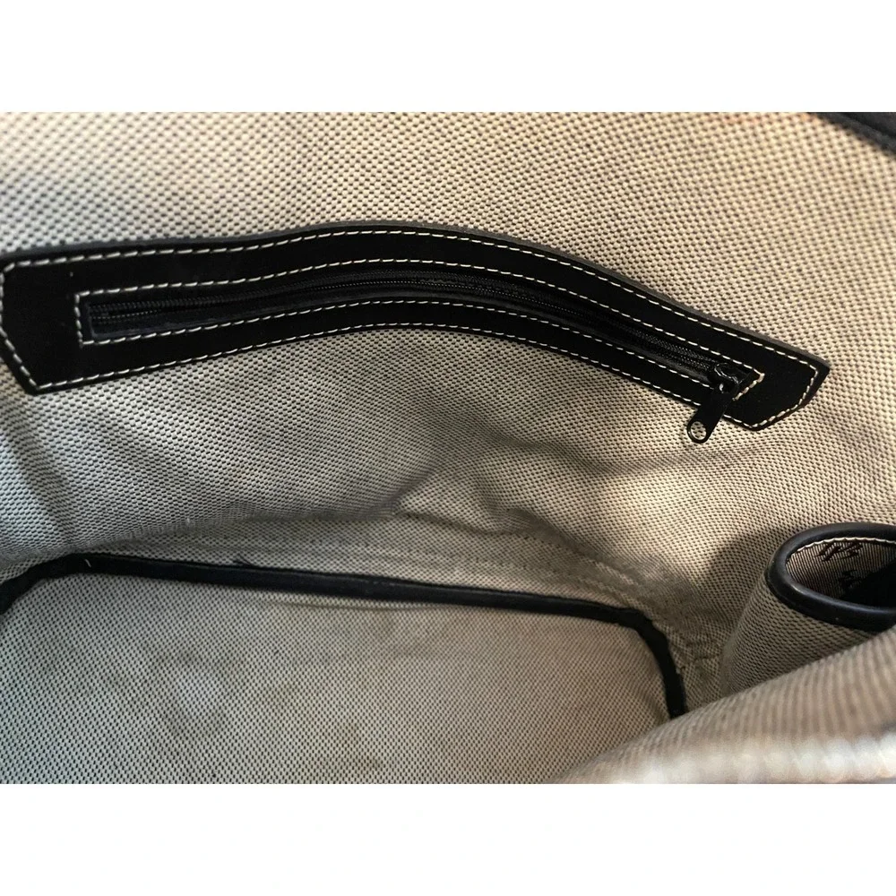 Dooney & Bourke Monogrammed Dome Satchel Bag‎ Black Grey Leather Trim